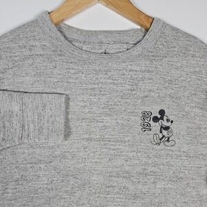 Disney Parks Disneyland Mens Medium Gray Mickey Mouse 1928 Pullover Long Sleeve